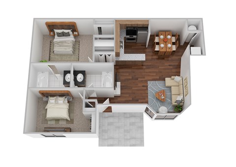 Two bedroom, two bath floor plan